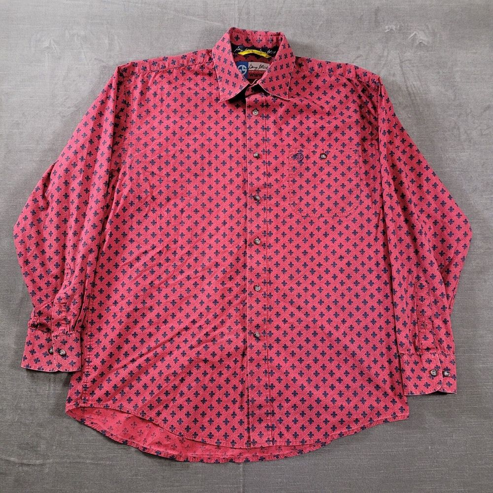 Wrangler George Strait Men's Large Red Geometric Print Long Sleeve Shirt